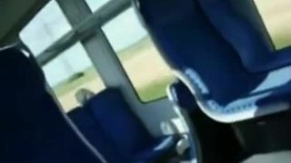 Public blowjob and cumshot by young amateur couple in train