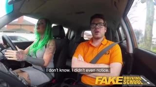 Fake driving school busty learner is wet and horny for instructors cock